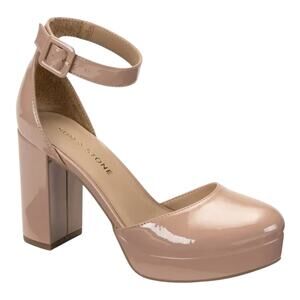 Sun + Stone Women's Birdey Ankle Strap Block Heel Platform Pumps Beige Size 7